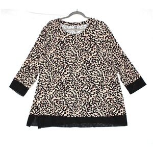 ANNE KLEIN Womens Animal Leopard Cheetah Print Polyester Top Shirt Blouse 2X NWT